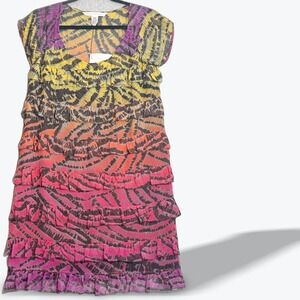 NEW Diane von Furstenberg Pure Silk Dress DVF Miranda Bold Ruffle‎ Layers SZ 6